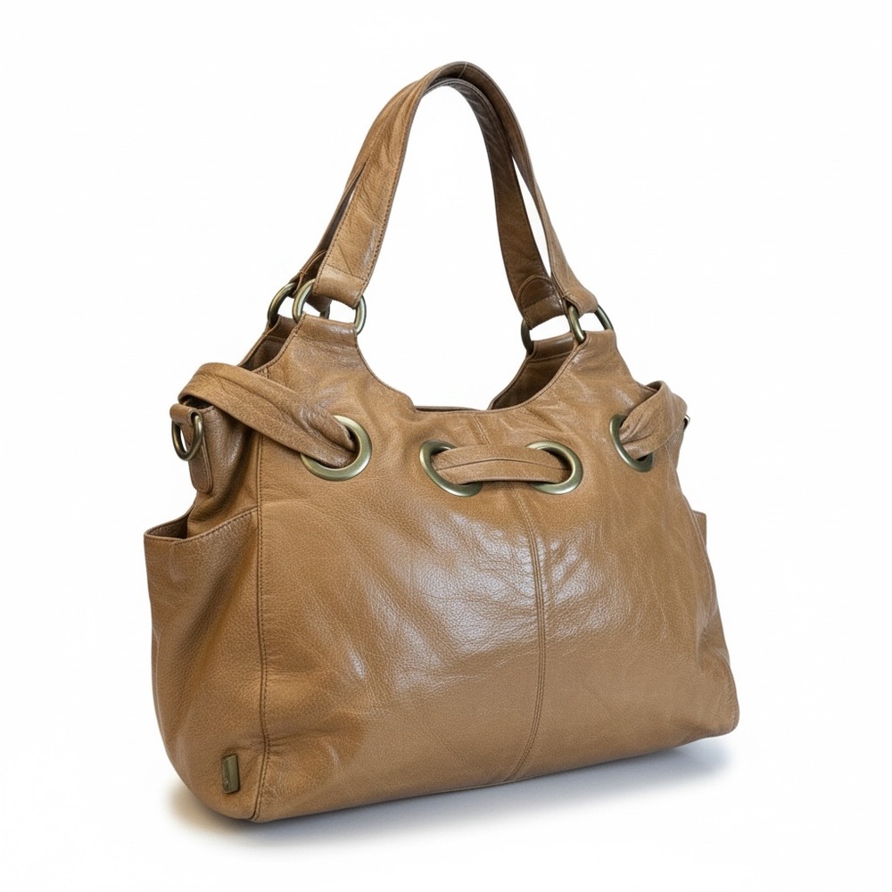 Kooba Tan Leather Drawstring Hobo Shoulder Bag + Dust Bag